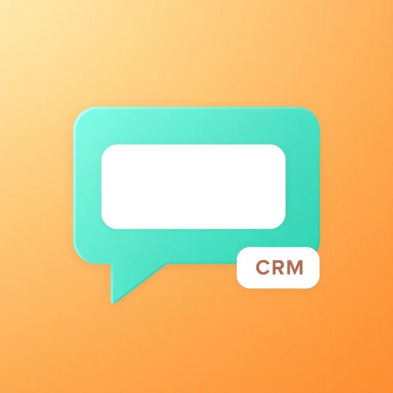 Ilustrație a unui chat bubble teal cu câmpuri de contact și un conector CRM